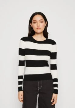 Vero Moda Vmalva Ls O-Neck Stripe - Trui - Black/Birch