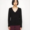 Vero Moda Petite Vmalberte V Neck - Longsleeve - Black