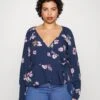 Vero Moda Curve Vmlydia Wrap - Blouse - Navy Blazer/Lana