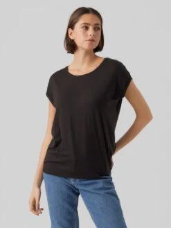 Vero Moda Vmava Plain Ss Gajrs Noos - T-Shirt Basic - Black