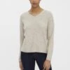 Vero Moda Vmcrewlefile Ls V-Neck Noos - Trui - Birch