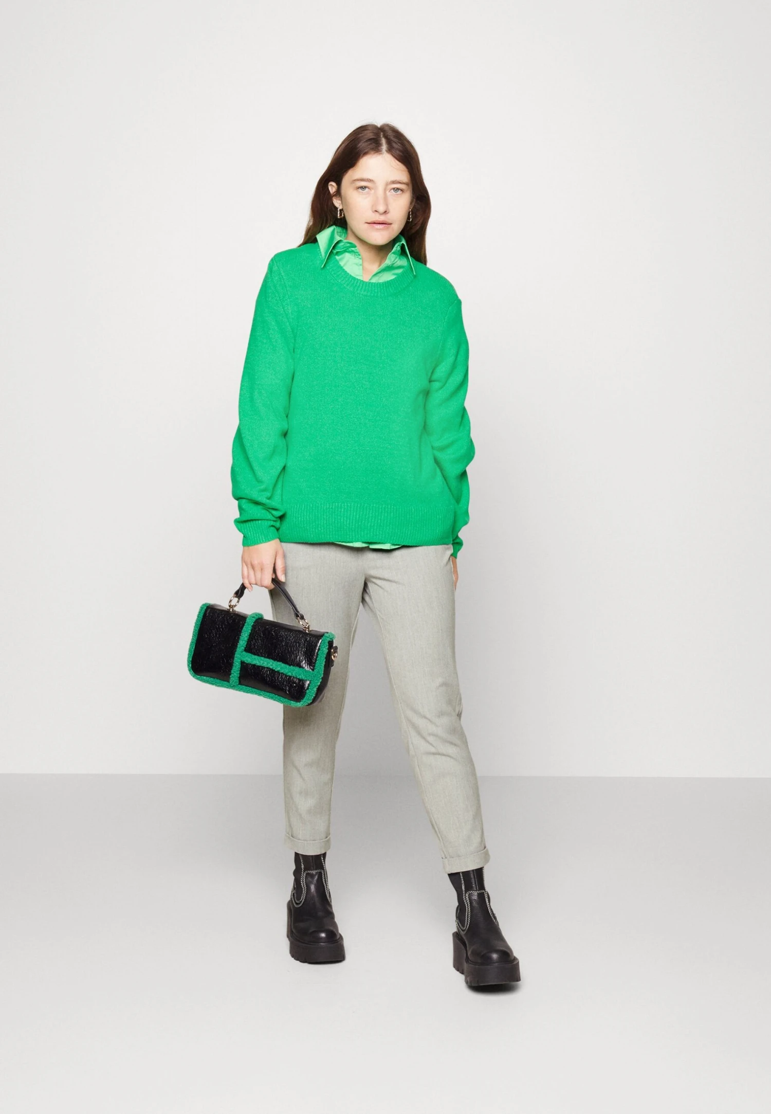 Vero Moda Petite Vmmaya Solid Pant- Broek - Light Grey Melange 2 Vero Moda Petite Vmmaya Solid Pant- Broek - Light Grey Melange - Afbeelding 2