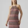 Vero Moda Vmdicte Halterneck Short Dress- Jurk - Bittersweet/Bon Bon/Navy/Snow
