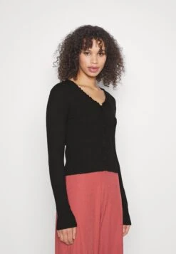 Vero Moda Tall Vmwillow Frill Cardigan - Vest - Black