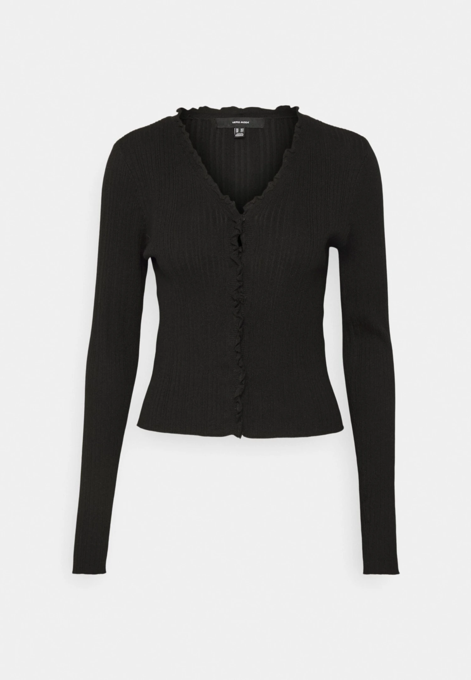 Vero Moda Tall Vmwillow Frill Cardigan - Vest - Black 6 Vero Moda Tall Vmwillow Frill Cardigan - Vest - Black - Afbeelding 6