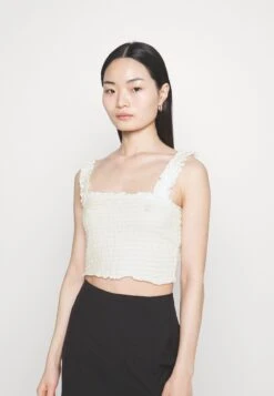 Vero Moda Petite Vmmedosiabel Sl Crop Jrs Ptt - Top - Snow White