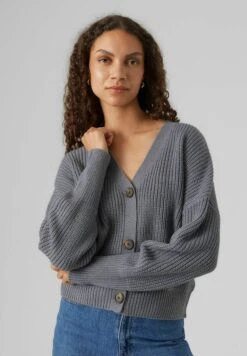 Vero Moda Vmlea Ls V Neck Cuff Noos - Vest - Stormy Weather -Vero Moda 76b91a547fb74012b385112abbca935a