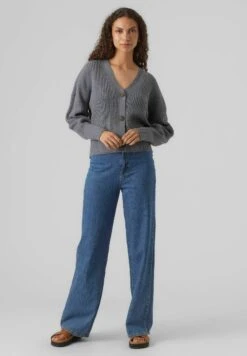 Vero Moda Vmlea Ls V Neck Cuff Noos - Vest - Stormy Weather -Vero Moda 7d8f1a1456434c5abc97df0444977837