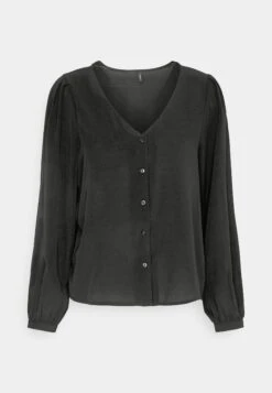 Vero Moda Petite Vmnaja V-Neck Pleat- Blouse - Black -Vero Moda 7ebd1e93976643e9a3a7e410613eef2a