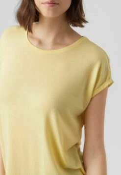 Vero Moda Vmava Plain Ss Gajrs Noos - T-Shirt Basic - Lemon Meringue -Vero Moda 84eded2057d84ea097dbd71541999e75