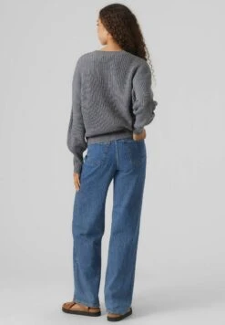 Vero Moda Vmlea Ls V Neck Cuff Noos - Vest - Stormy Weather -Vero Moda 9005a4e7e32a4626901d946f309fb1b8