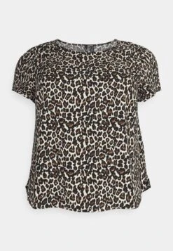 Vero Moda Curve Vmceasy- T-Shirt Basic - Oatmeal/Linea Leo -Vero Moda 932b8e9cf86a4aedaf8525da6efe0b2c
