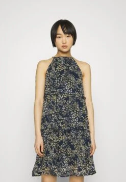 Vero Moda Petite Vmdora Kaya Halterneck Short Dress- Jurk - Navy Blazer