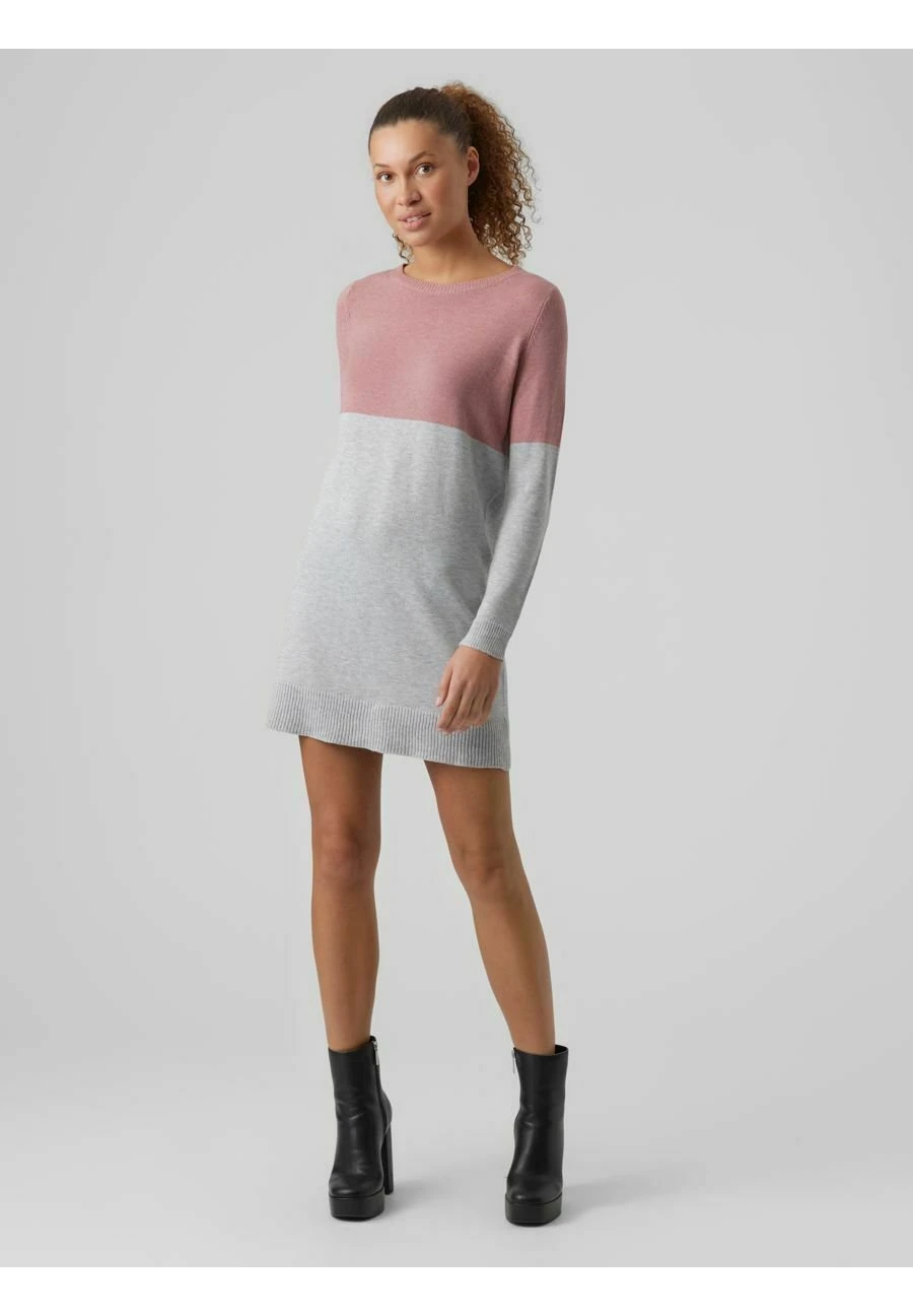 Vero Moda Gebreide Jurk - Light Grey Melange 2 Vero Moda Gebreide Jurk - Light Grey Melange - Afbeelding 2