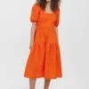 Vero Moda Karreeausschnitt - Jurk - Cherry Tomato