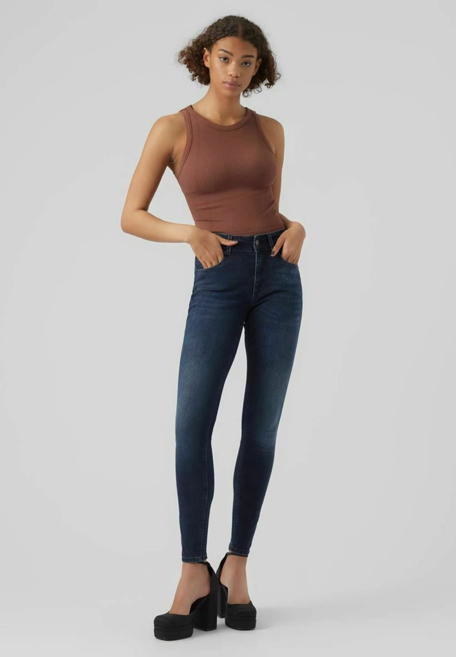 Vero Moda Jeans Skinny Fit - Dark Blue Denim 2 Vero Moda Jeans Skinny Fit - Dark Blue Denim - Afbeelding 2