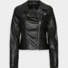 Vero Moda Tall Vmbella Annabel Coated Jacket - Imitatieleren Jas - Black