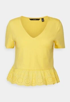 Vero Moda Petite Vmemily Peplum Top- T-Shirt Print - Golden Cream -Vero Moda d015bd3b735044539188c1a4b31aeef5