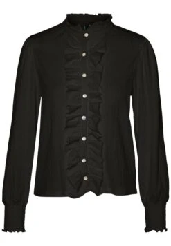 Vero Moda Gerüschtes - Overhemdblouse - Black -Vero Moda d2a63fe7b5684450aaf09fcb90dec5e9