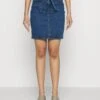Vero Moda Petite Vmcamilla Short Paperbag Skirt- Maxirok - Medium Blue Denim