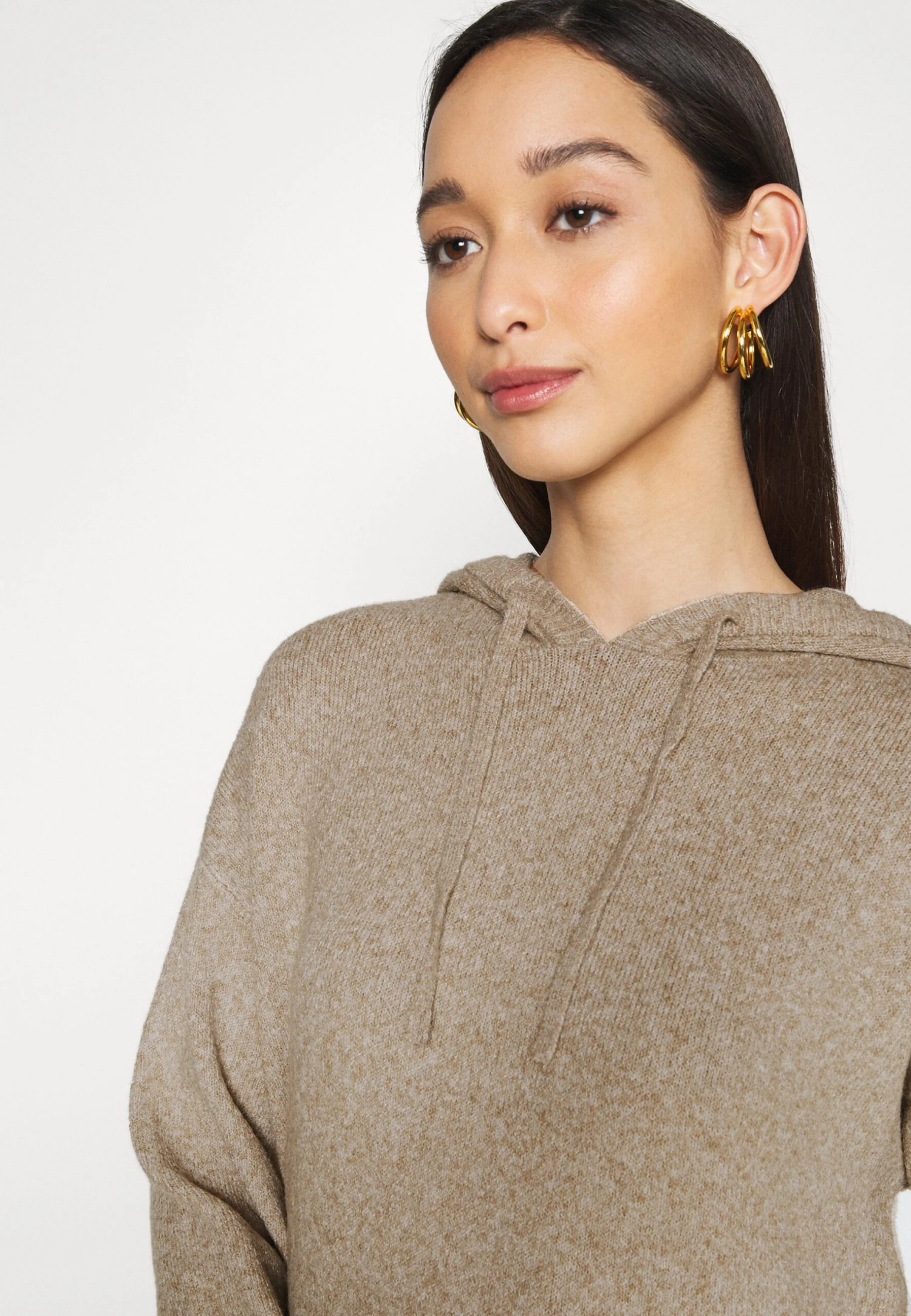 Vero Moda Vmdoffy Hood Dress - Gebreide Jurk - Sepia Tint Melange 4 Vero Moda Vmdoffy Hood Dress - Gebreide Jurk - Sepia Tint Melange - Afbeelding 4