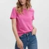 Vero Moda Vmpaula- T-Shirt Basic - Shocking Pink